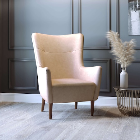Flash Furniture Light Brown Faux Leather Wingback Accent Chair QY-B235-LTBR-GG
